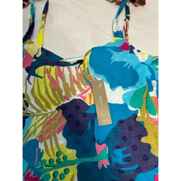 J. Crew Floral Tropical Peplum Tie Shoulder Tank Size 10 NEW - Picture 2 of 7